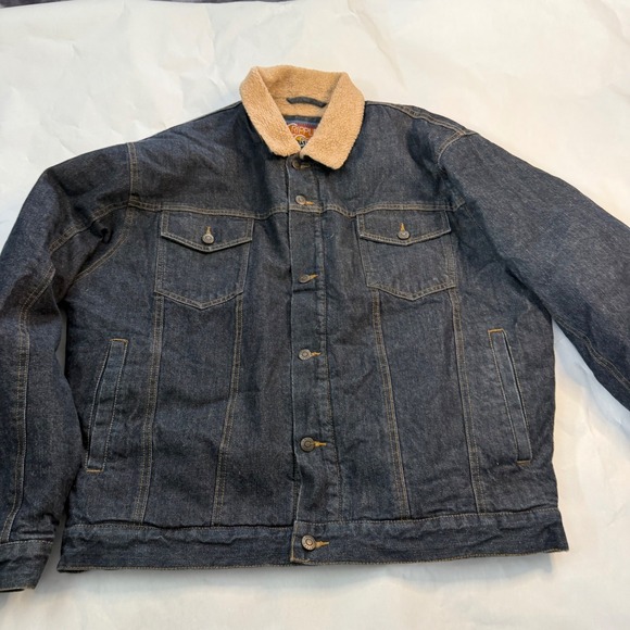 Cripple Creek Workwear Mens Sherpa Lined Denim Jacket Dark Wash‎ Size XL
